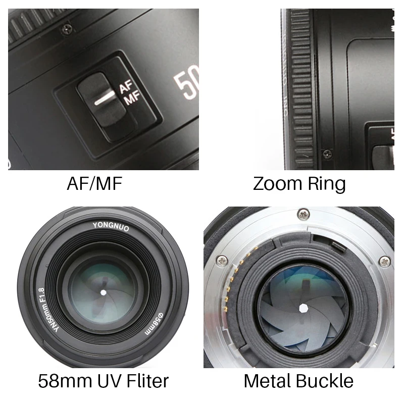 

YONGNUO YN50MM F1.8 Camera Lens for Nikon D800 D5100 D5200 D5300 Large Aperture AF MF DSLR Camera Lens For Sony ZV-1 RX100 VII