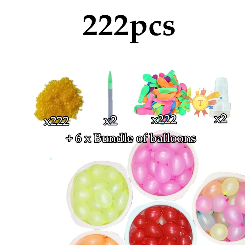 222pcs 1444 шт. забавные летняя уличная игрушка воды шары пополнения посылка воды воздушные шары с изображениями бомб Лето Новинка кляп игрушечные лошадки для детский подарок - Цвет: 222pcs