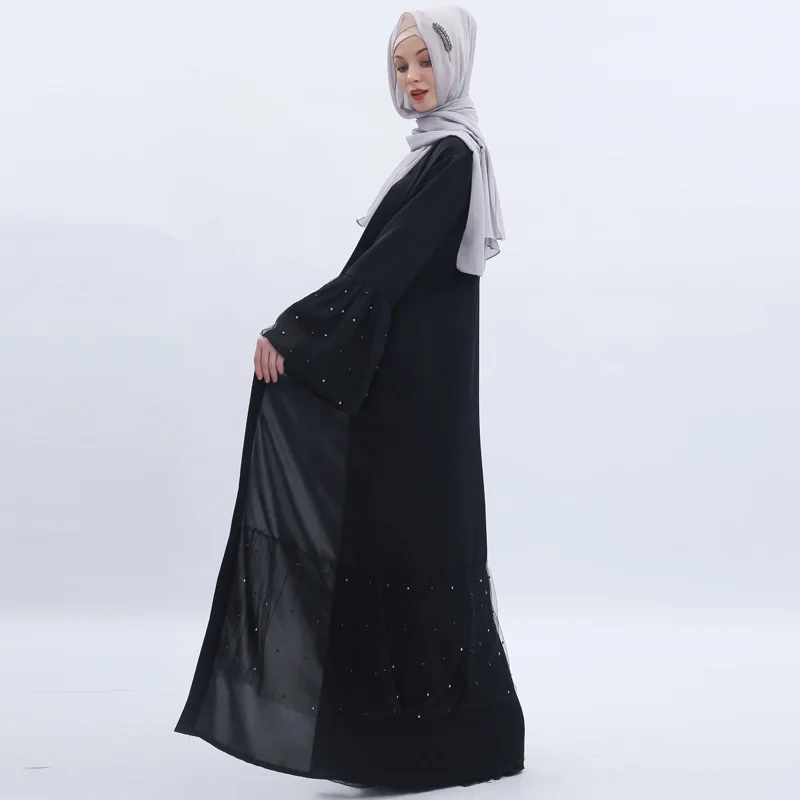 Элегантное мусульманское Beanding Abaya Nida платье макси кардиган кимоно длинный халат