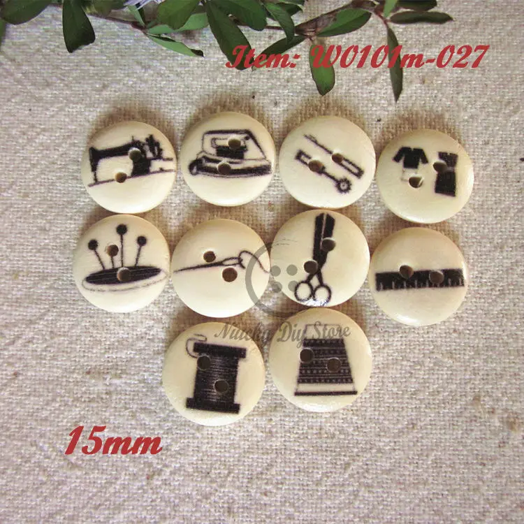 Швейная серия 100 шт. смешанные узоры печати деревянные пуговицы детская одежда