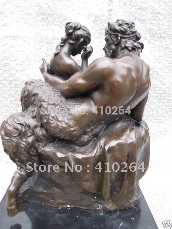 Коллекционный Обнаженная Леди миф Коза человек Пан сатыр статуя бронза|bronze