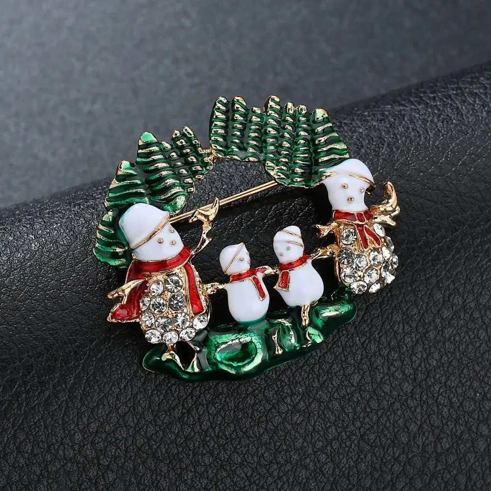 KingDeng Броши Эмаль Pin Снеговик Дерево Брошь Рождественские Украшения Модные