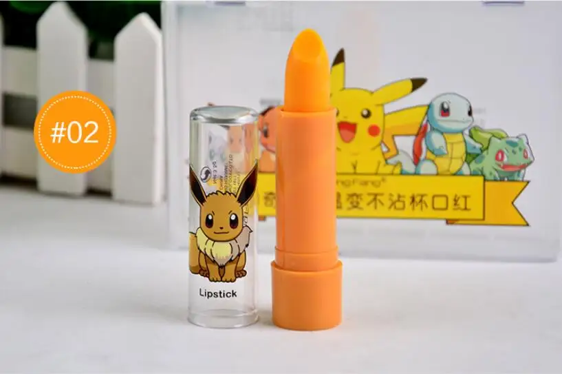 1 шт Pokemon Милая губная помада воск бальзам для губ Увлажняющая губная помада макияж Fullips цвет волшебный бальзам для губ Уход за кожей - Цвет: Color 02