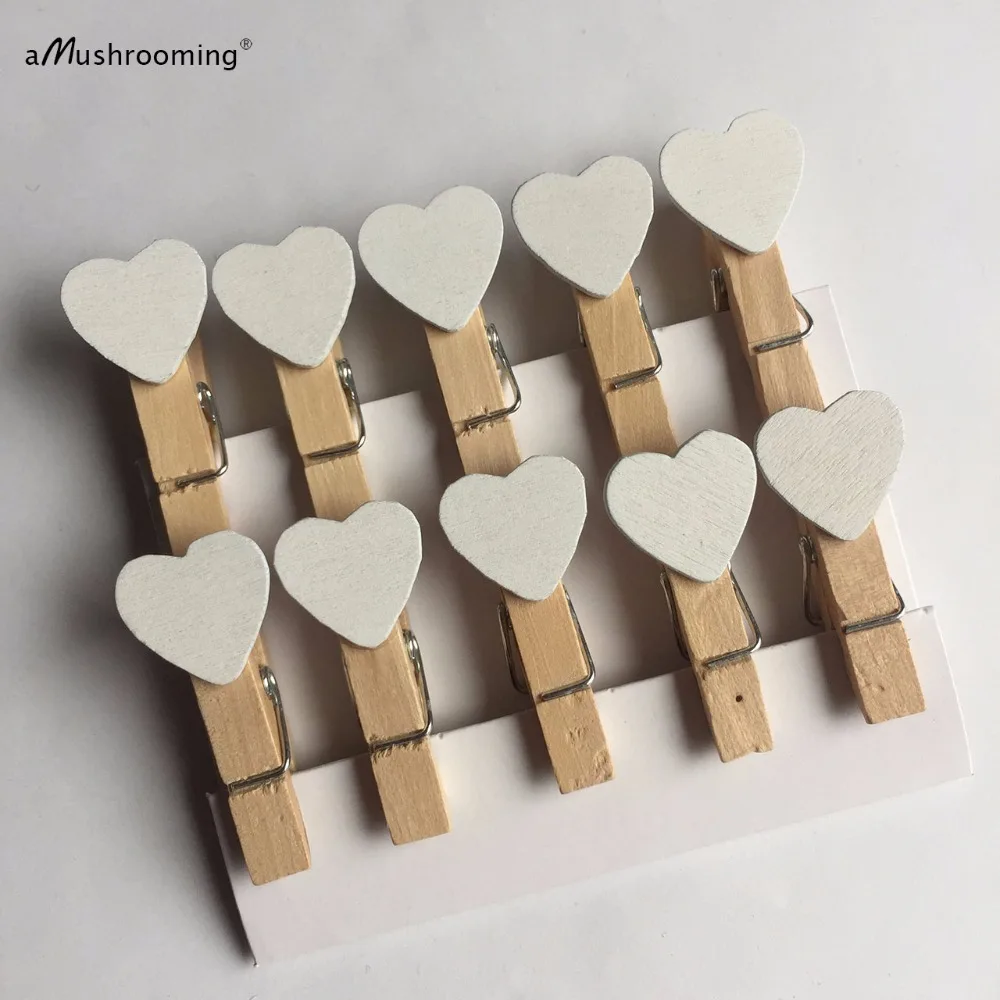Мини деревянные белые колышки в форме сердца для подарочной упаковки свадебные