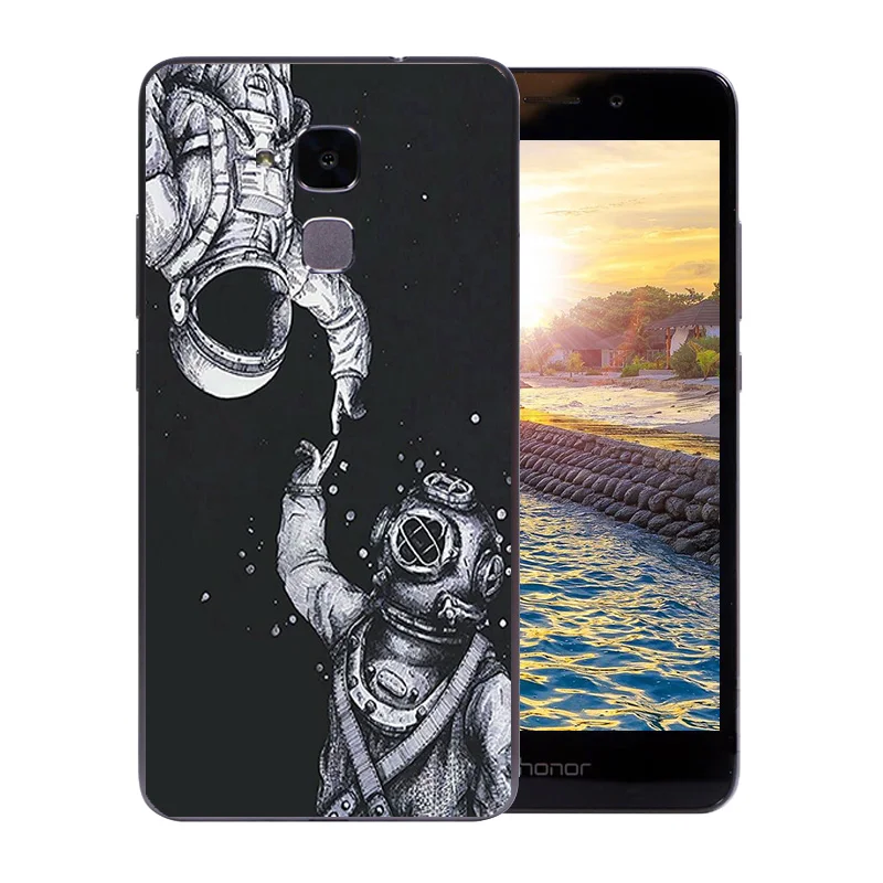 5.2 inch For Huawei Honor 5C Shell Clear Soft Silicone Slim for 7 Lite GT3 Back Cover Space Moon Pattern Phone Case |