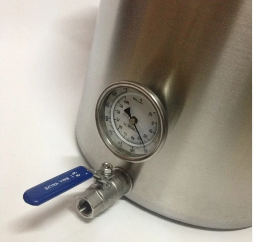 

Ball valve +Thermometer with Lock Nut Weldless Bulkhead Kit +1" Close nipple with full thread,fitting for Heavy Duty SS Brew Pot