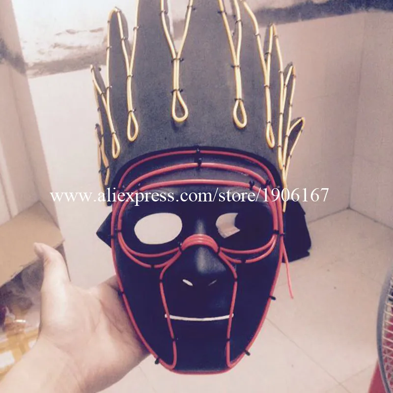 Желто красная светодиодная светящаяся Индийская маска для головы из