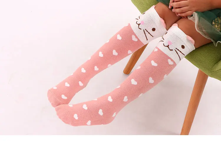 Лидер продаж детские длинные носки теплые Kawaii с объемным рисунком животных