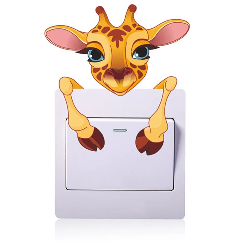 

Cute Animals Switch Stickers Kids Room Home Decoration Elephant Cat Panda Giraffe Pvc Mural Art Diy 3D Decorative Wall Decal