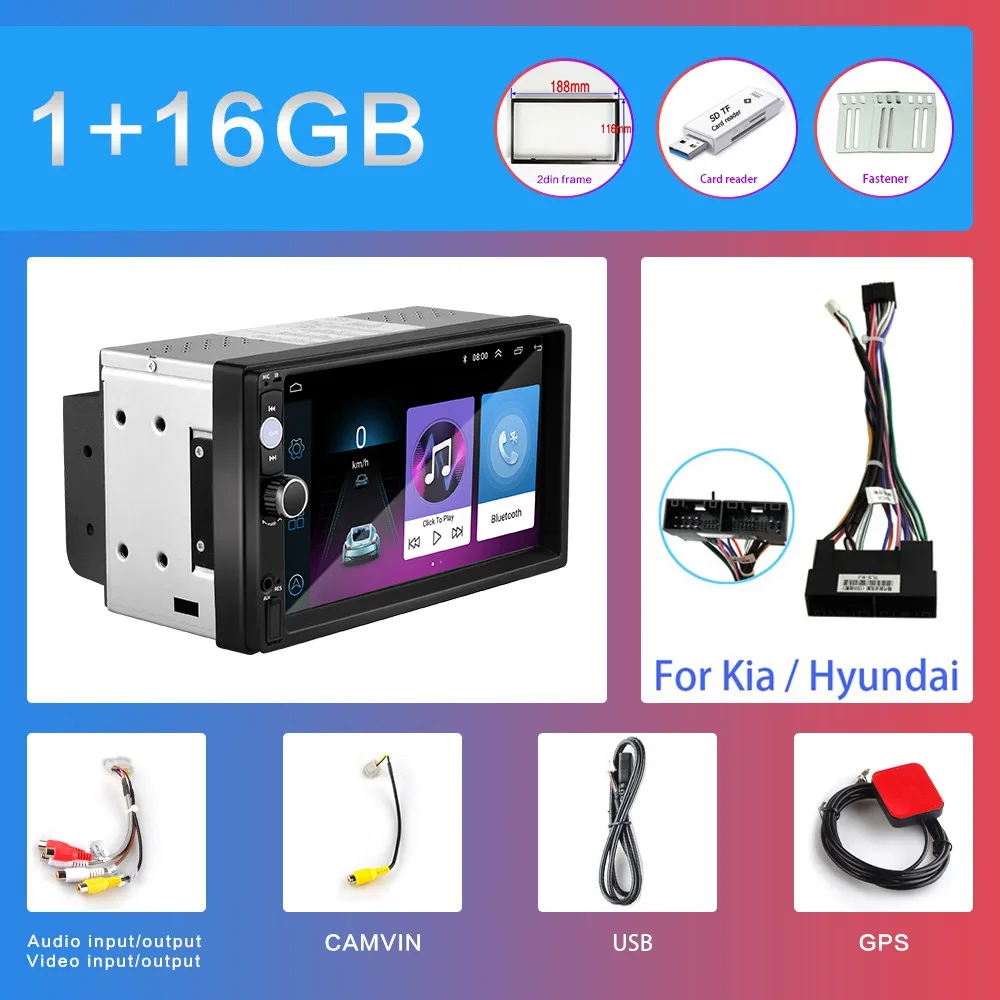 2G+ 32G 2DIN Android автомобильный DVD мультимедийный плеер для Volkswagen Nissan hyundai Kia 7 ''универсальный автомобильный радиоприемник gps навигация WiFi - Цвет: 1G-16G-Kia