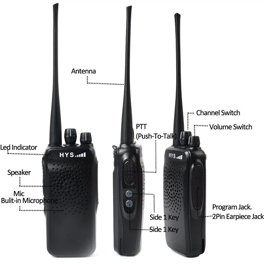 HYS TC D5W двухстороннее радио 5 Вт высокое Мощность UHF 400 480 мГц Перезаряжаемые