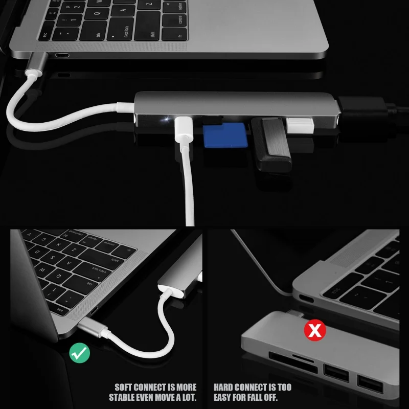 Многофункциональный концентратор типа C для MacBook Pro Thunderbolt 3 USB 1 Type с SD/Micro SD