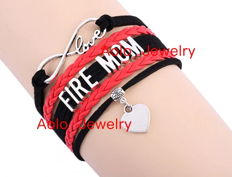 Огонь мама Браслет бесконечность темно синий черный/красный сделать свой