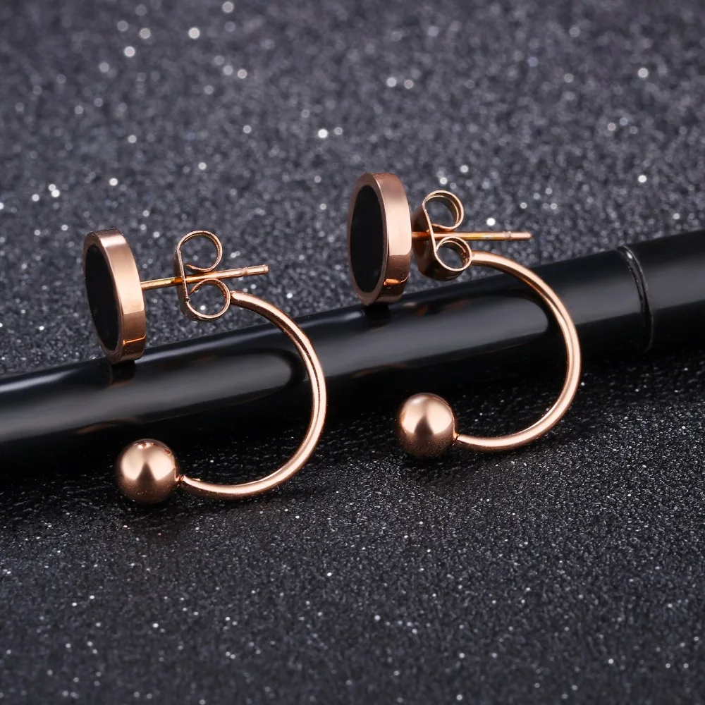 Модный императрица Стиль Jewelry цвета розового золота u-образный черный круглый