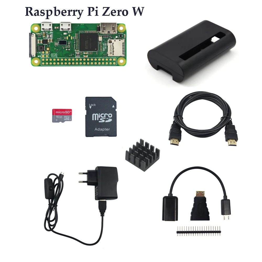 Raspberry Pi Zero/Zero W начальный комплект RPi Zero 1 3 плата + карта 16 ГБ адаптер питания чехол