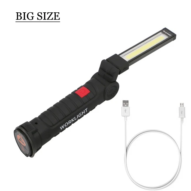 Big Size Портативный Рабочий USB Фонарик складной USB зарядка аварийный светодиодный фонарик с магнитом автоматический осмотр ручной фонарик 18650 PD020 - Испускаемый цвет: Big Size