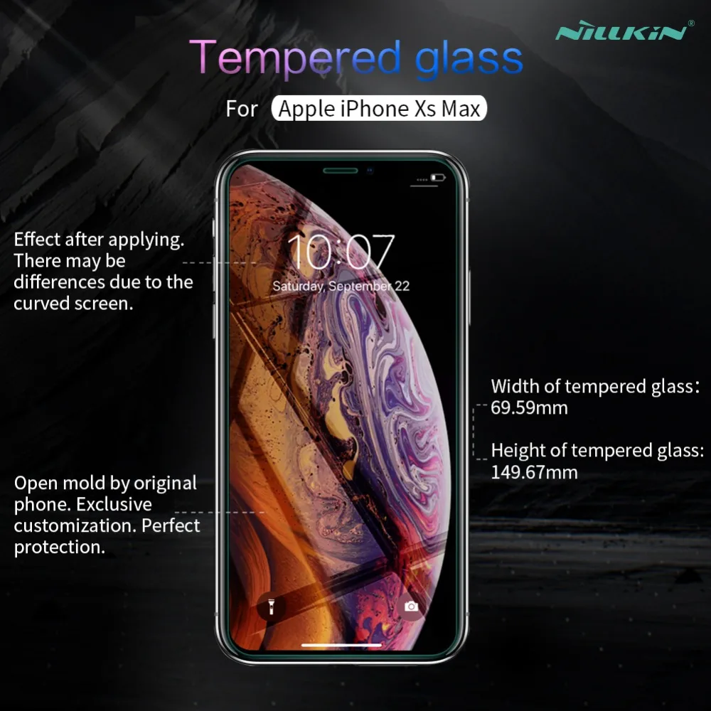 Закаленное стекло для Apple iPhone XS Max Nillkin Amazing H + 2.5D с закругленными краями 0 3 мм