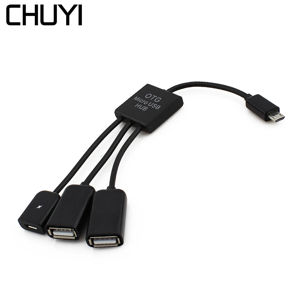 CHUYI Dual 3 в 1 Micro USB хост OTG концентратор адаптер кабель конвертер удлинитель зарядка