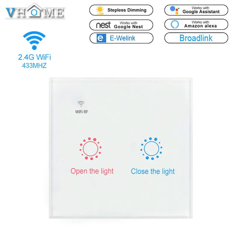 Vhome Touch Switch Smart Light Panel Wall interruptor 1/2/3 Gang wifi light switch EU Work with Alexa Google Home | Обустройство дома