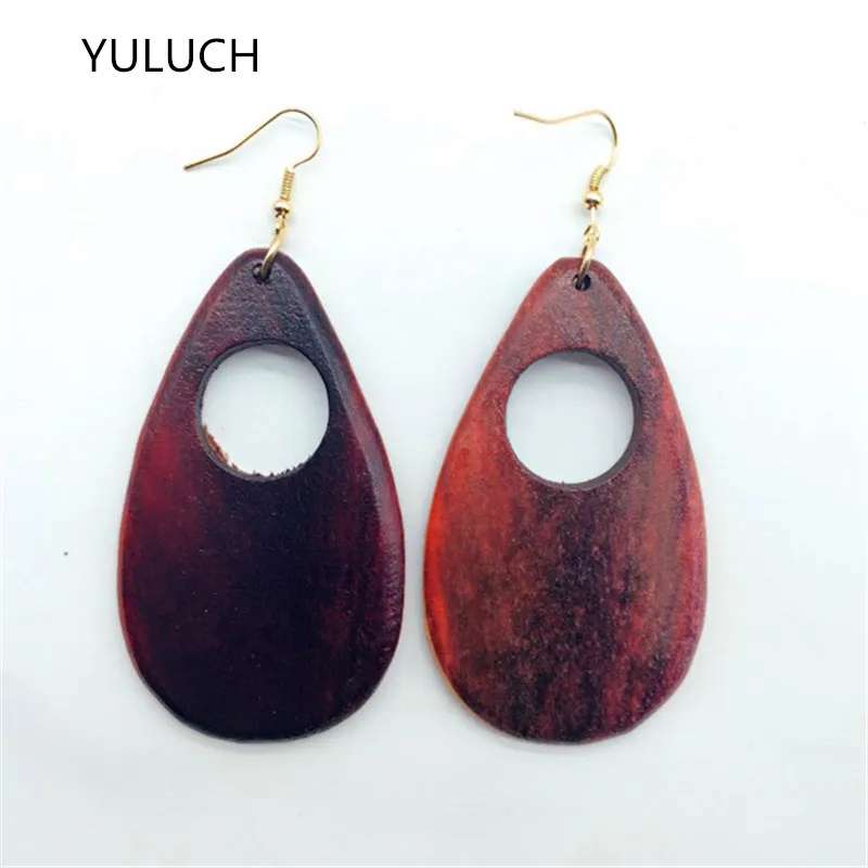 Модные новейшие африканские полые деревянные серьги хорошего качества