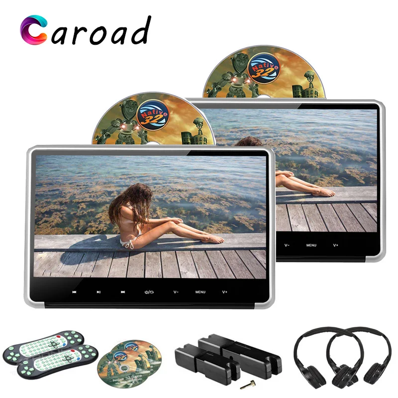 Caroad 2PCS 11.6 Inch Car Headrest Monitor IPS Touch Button HD 1080P Video DVD Player with HDMI/FM/IR/USB/SD/Game/Speaker | Автомобили и