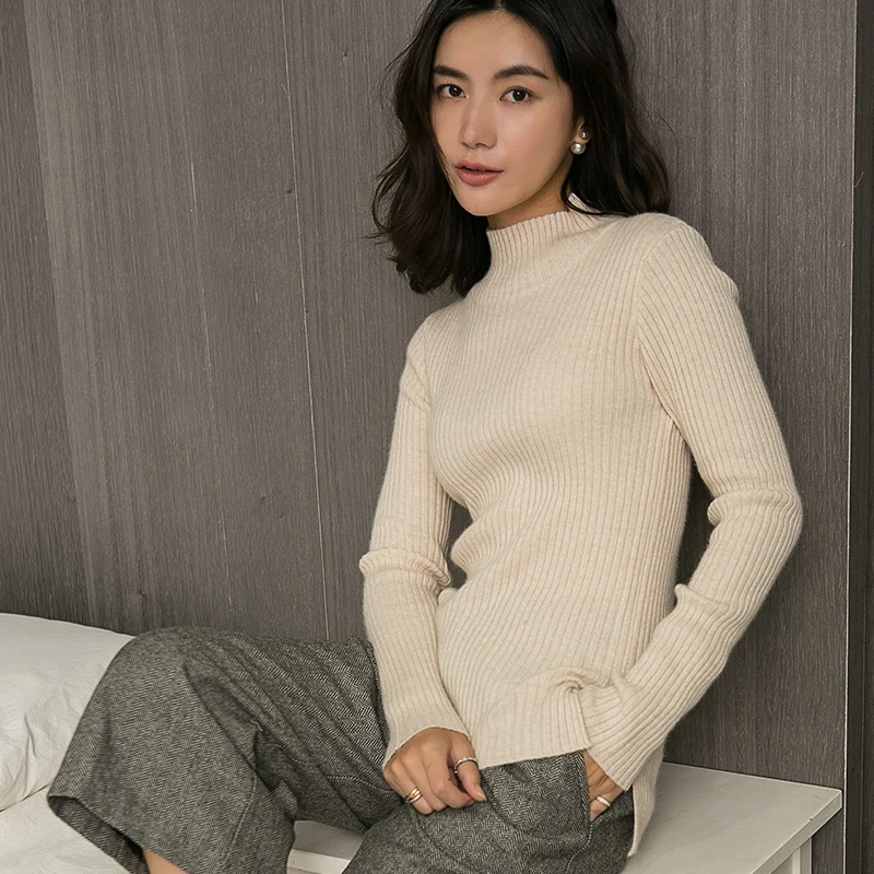 Women Pullover 100% Pure Cashmere Knitted Sweater Woman New Fashion Turtleneck 7Colors 5 Sizes Woolen Knitwear Lady Clothes Tops | Женская