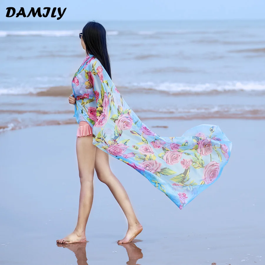 Пляж Саронги яркие цветные розы шарф платок пикантные Для женщин Летний Бикини