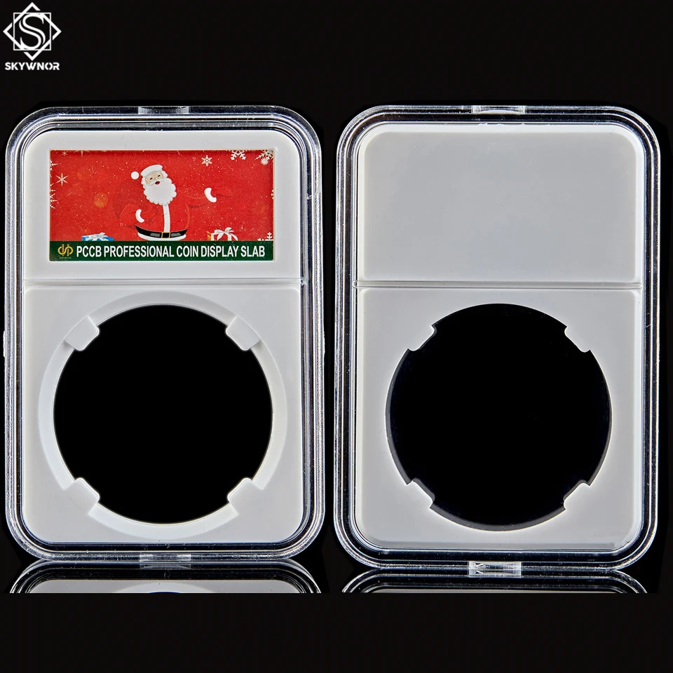 

10PC Merry Christmas Professional Acrylic Coin Holder Protection Slab Display Identification Coin Storage Box (31mm-41mm)