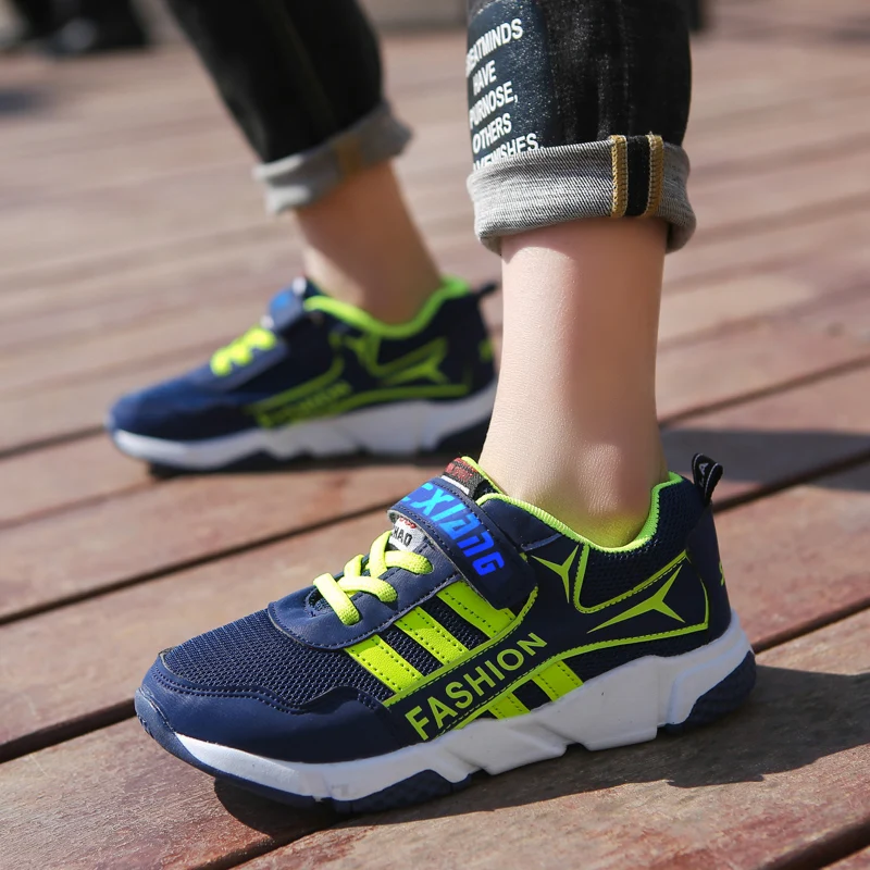 2018 New Stripes Design Children's Running Shoes Mesh Breathable Boys Outdoor Sport Summer Kids Sneakers Black Blue Color | Спорт и