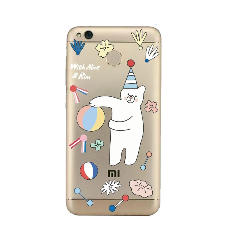 Мягкий прозрачный чехол из ТПУ с рисунком медведя для xiaomi redmi 4x 4a note5a note4x 5S mi6 note3