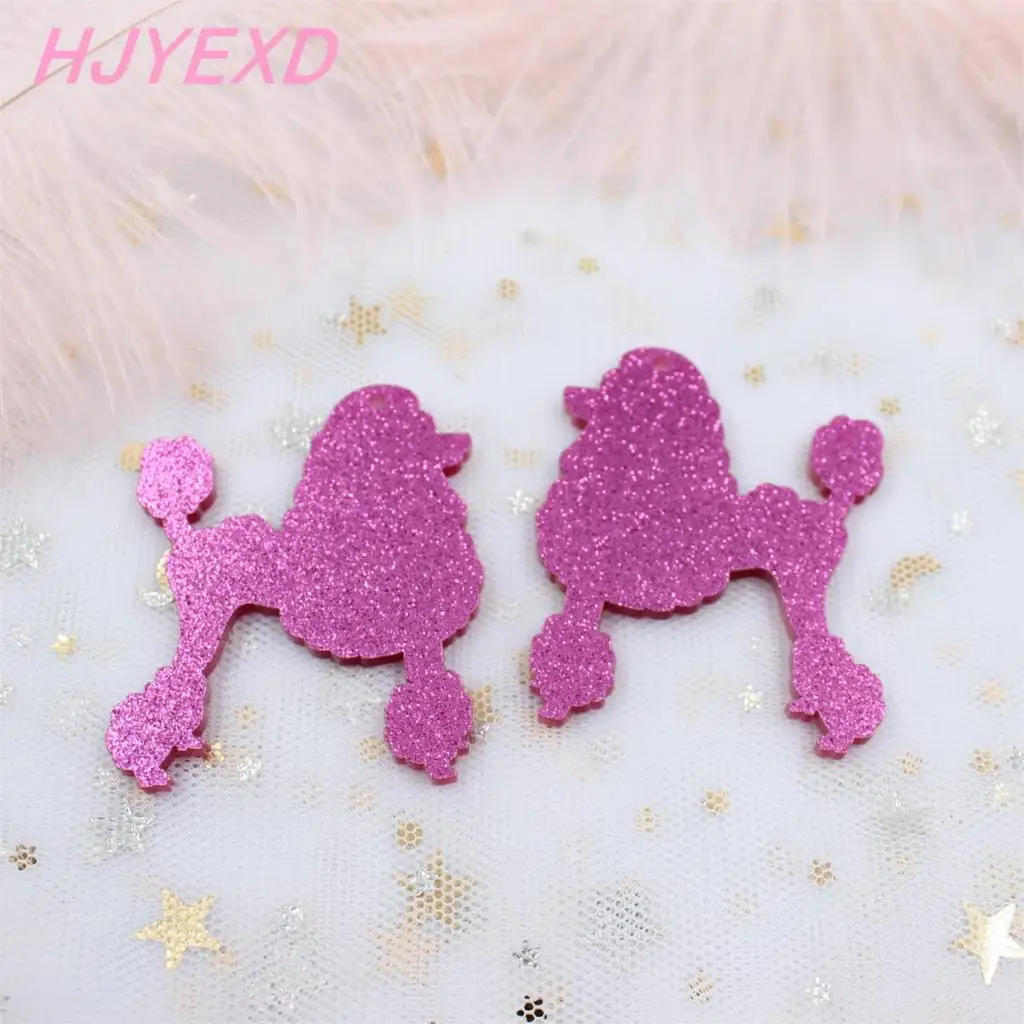 50 мм акриловые Poodle Keychians белый, черный, желтый, ярко-розовые блестящие серьги с пуделем лазерным вырезом "-AC1321