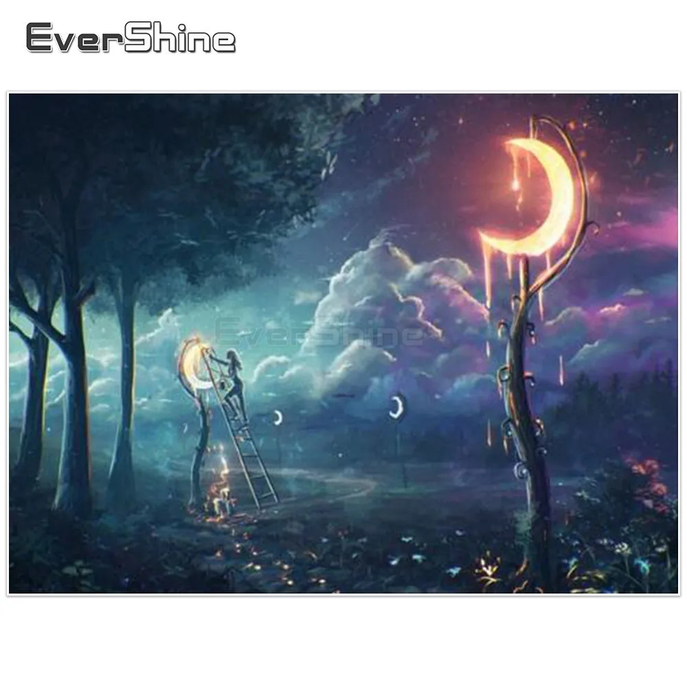 EverShine 5D Diamond Painting Full Drill Square Scenery Pictures Embroidery Cross Stitch Halloween Decorations Of Home |