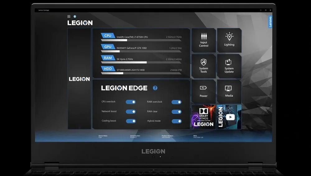 Видео игровой ноутбук lenovo Y7000 с 9th Gen Core i7-9750H cpu NVIDIA 6 GB GPU 16 GB DDR6 Ram 1 ТБ SSD память мощный ПК