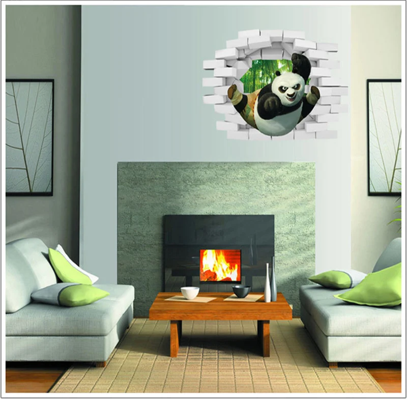 Cartoon Anime Panda 3D Wall Stickers Baby Bedroom PVC Adesivos Home Accessories TV Decor Pegatina Bear | Дом и сад