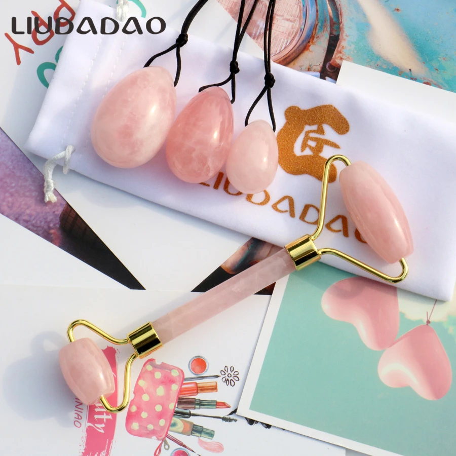 Массажер гуаша с розовым кварцем устройство для массажа лица Ben Wa Ball Yoni Egg Jade Neck Head