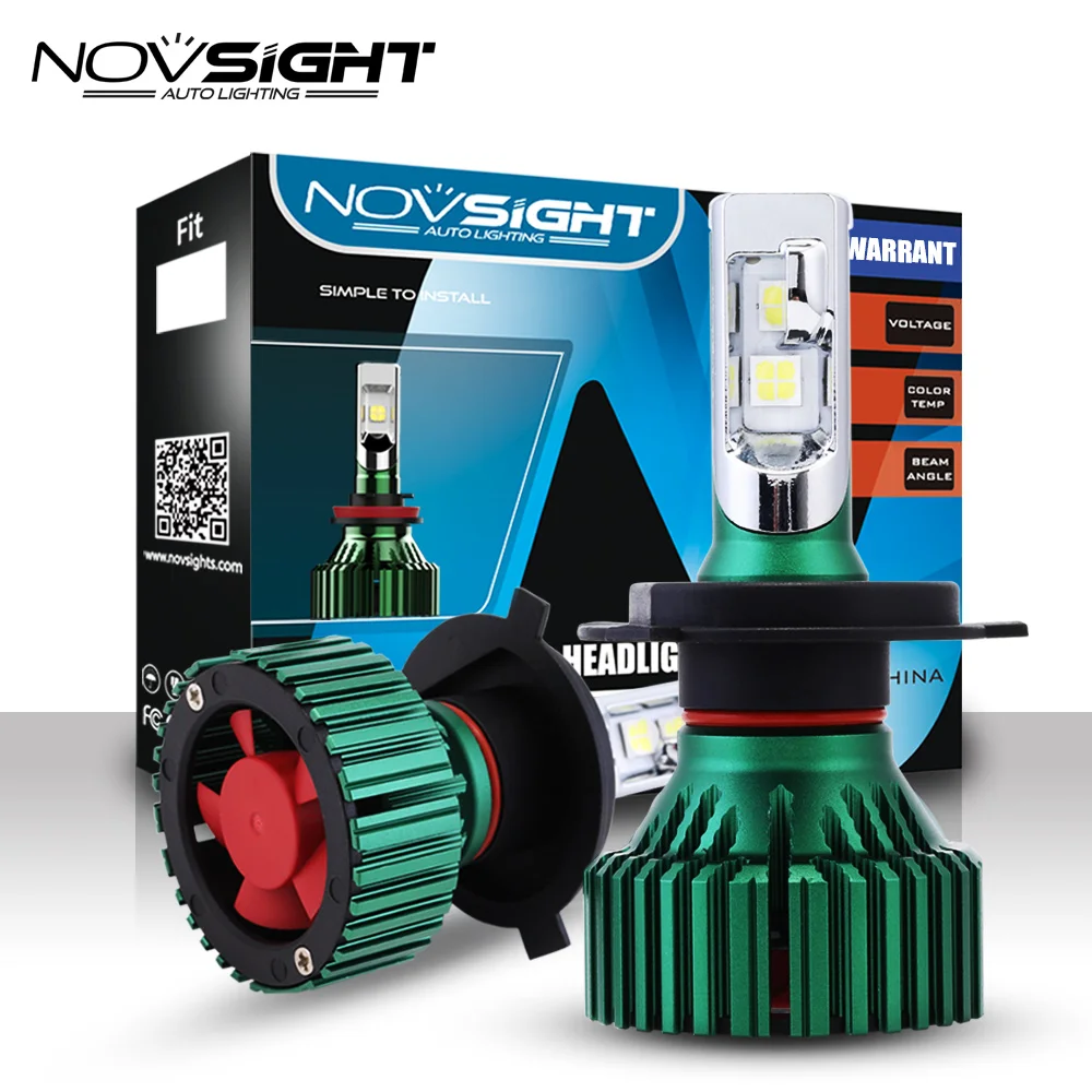 NOVSIGHT 60 Вт 16000лм H4/HB2/9003 Автомобильный светодиодный светильник на голову, противотуманный светильник для вождения, двухлучевые лампы для игр и вилок, 6500K D45