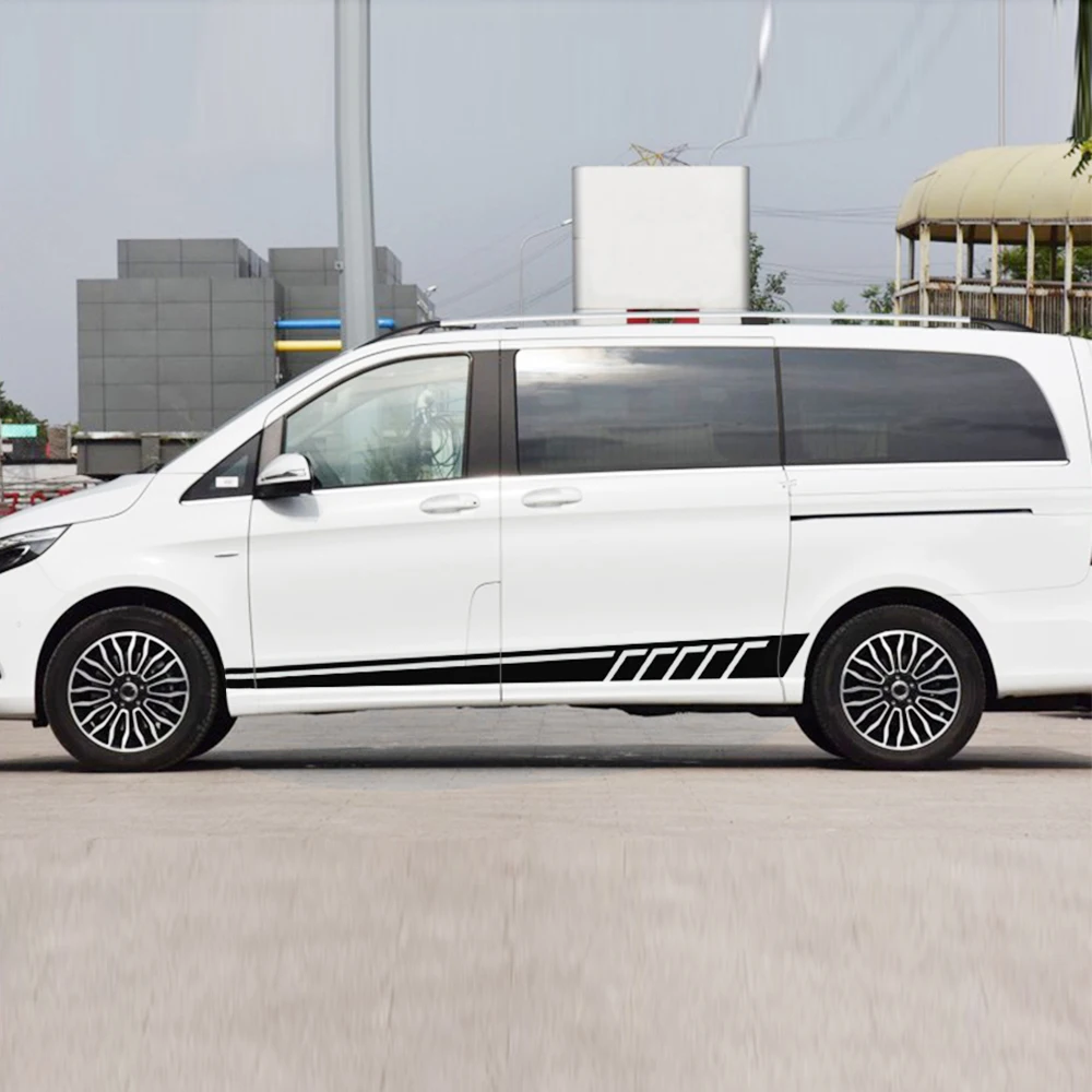 Для Mercedes C Class Vito Viano двери боковые полосы юбка кузова наклейки авто Спорт Стайлинг графика винил 2 шт.(L+ R