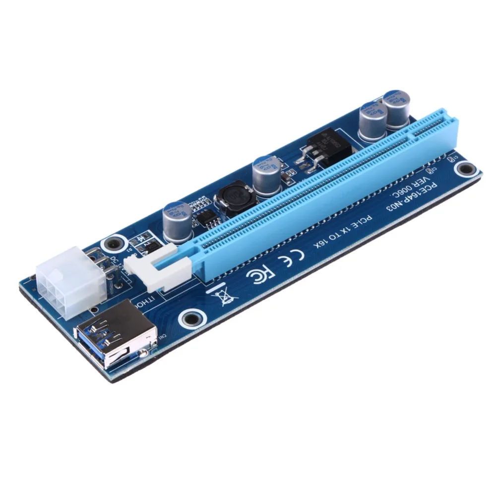 60 см USB 3 0 PCIe 1x до 16x PCI Экспресс-удлинитель Райзер-карта с IDE 4-контактным кабелем