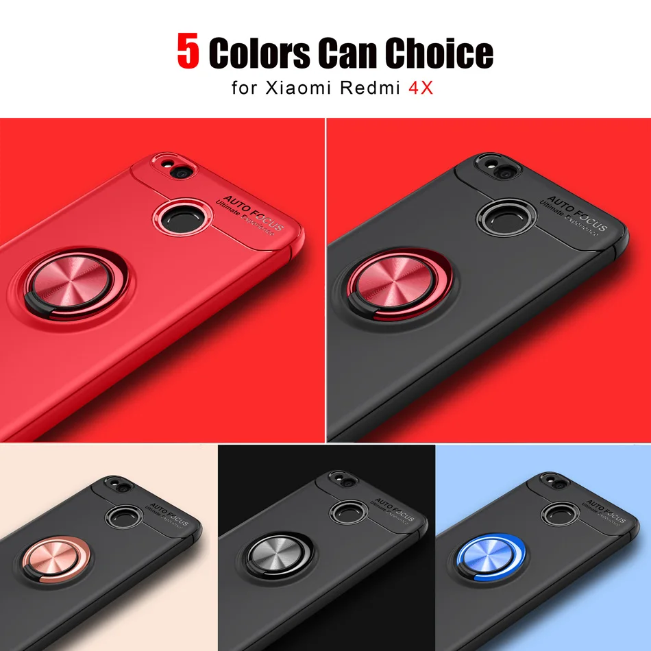 

Case For Xiaomi Redmi 4X Case Redmi 4X Case Car Holder Stand Magnetic Bracket Finger Ring TPU Case For Xiaomi Redmi 4X Cover Bag
