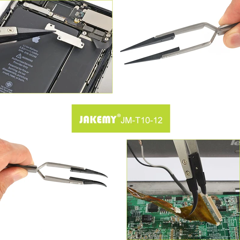 Jakemy TC-T10-12 Пинцет из нержавеющей стали пластиковые плоскогубцы высокоточные