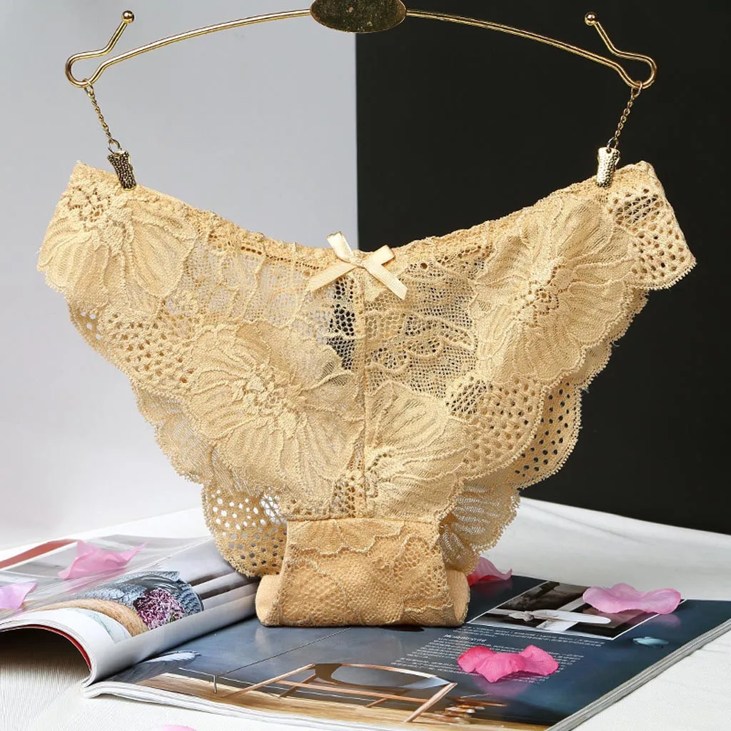 Женские кружевные сексуальные бесшовные бесцельные трусики однотонные Дышащие
