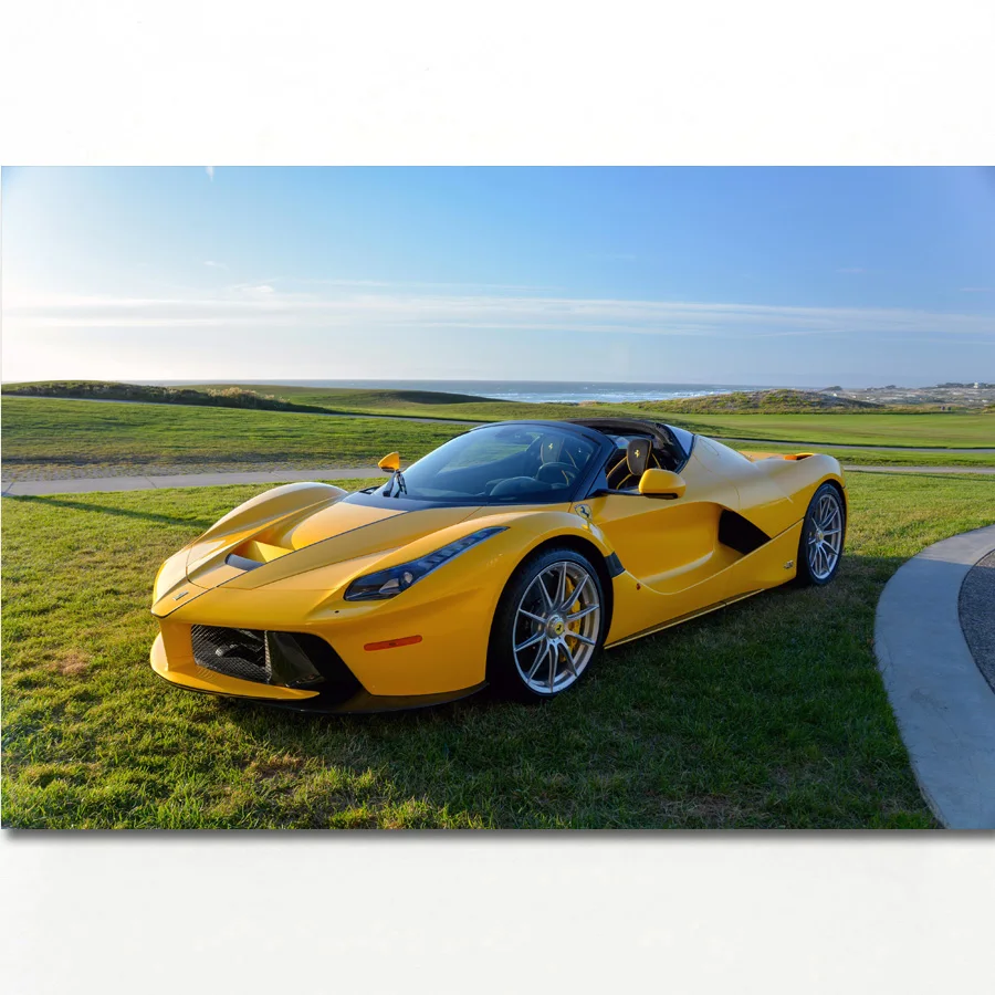 С принтом Тачки Wall Art желтый автомобиль Феррари LaFerrari Aperta транспортных средств