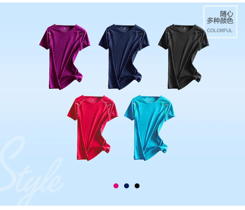 Large Size Yoga Shirts Women Reflective Short Sleeve Jogging Sports T-shirt Workout Tops Quick Dry Elastic Gym Fitness Top 4xl