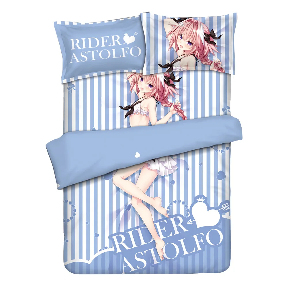 

Fate Stay Night/Fate Grand Order Anime BED SET Soft rider astolfo Printed Bedding Set With Pillow Case Bed Sheet Duvet Cover Set