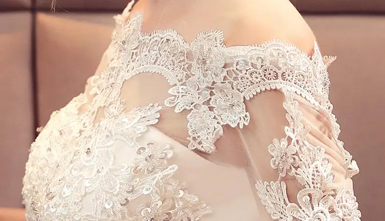 VENSANAC Boat Neck Sequined Sweep Train Mermaid Wedding Dresses 2018 Lace Appliques Illusion Half Sleeve Bridal Gowns | Свадьбы и