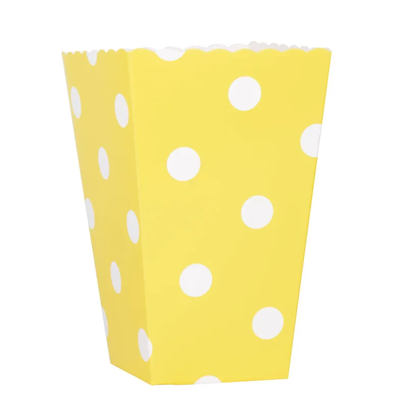 yellow dot 6 шт. коробка для попкорна красочные шеврон полосы в горошек Подарочная вечерние коробка партии Фавор Свадебные поп вечерние кукурузы украшения сумки Лут золото - Цвет: yellow dot