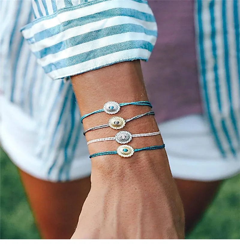 4 шт./компл. Женская мода красочные геометрические резные ручной тканый комплект