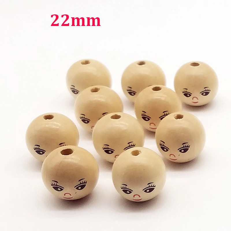 girl 22mm 20 шт./лот натуральное дерево натуральный мяч круглых разделительных деревянные бусины Экологичные прекрасный для девочек, Рисунок со смайликом, деревянные бусины, фурнитура для украшений - Цвет: girl 22mm