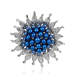 Royal blue Круглый 51 мм брошки Жемчужный Цветок для женщин свадебный вечерний букет булавки Свадебная шаль украшения одежды пуговицы DIY аксессуары - Цвет: Royal blue