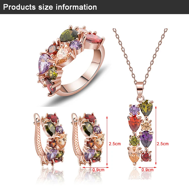 Комплект из колье и серёг розовое золото 6 9 цветов|necklace earring set|jewelry setswomen jewelry set |